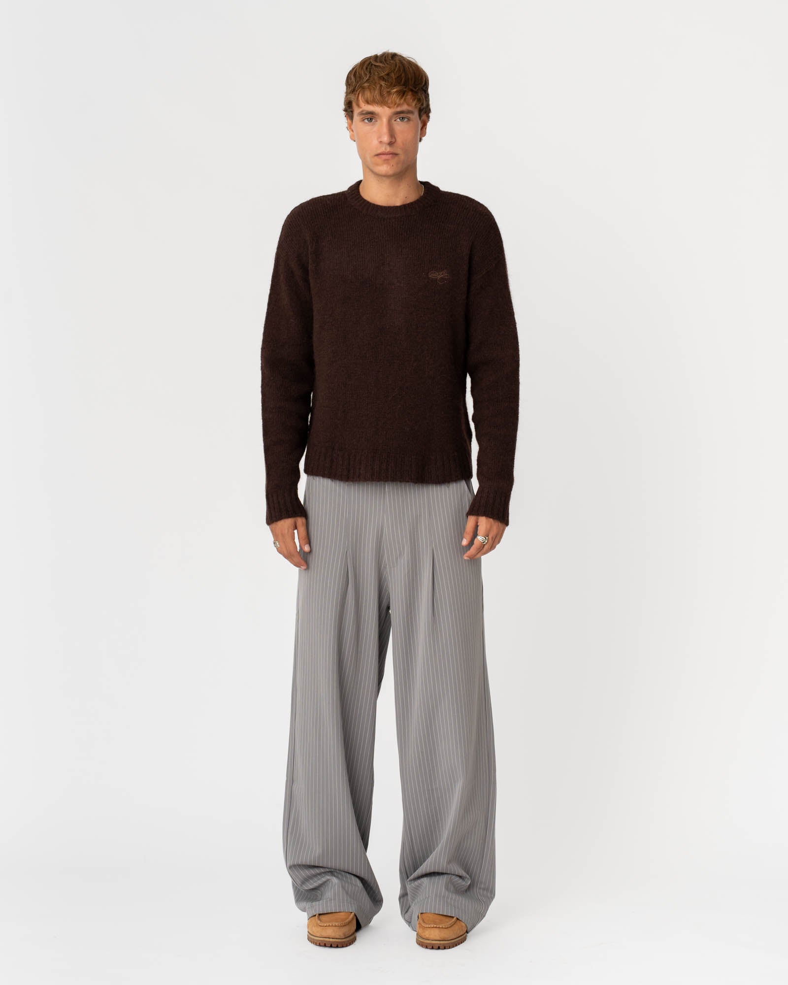 Baggy Suit Pants Grey Pinstriped